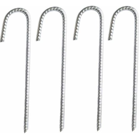 Lot de 4 piquets d’ancrage en acier galvanisé – Dimensions 30 x 9 cm – Capacité d'ancrage jusqu'à 40 mm – Pour chapiteaux, tentes, trampolines