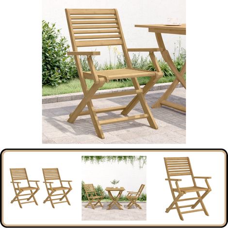 Gartenstühle 2 Stk. Klappbar 54,5x61,5x86,5cm Massivholz Akazie vidaXL (1/5)