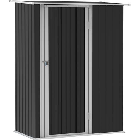 Caseta de jardín de acero con puerta 142 x 84 x 189 cm gris oscuro MODENUIT (1/5)