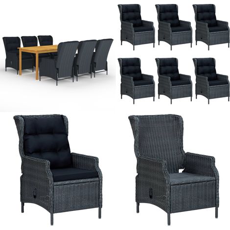 Ensemble à manger de jardin 7 pcs Gris foncé - Salon De Jardin - Mobilier De Jardin - Set De Table - Chaises De Jardin - Meubles De Jardin - Home & Living (1/5)