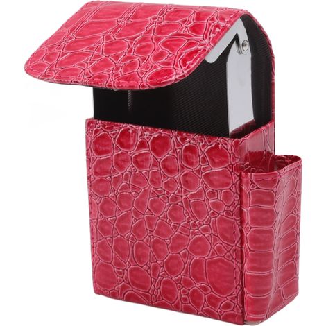 Boîtier à cigarettes en simili cuir, capacité 20 cigarettes, étui portable multifonction pour la maison, couleur rouge rose (1/5)