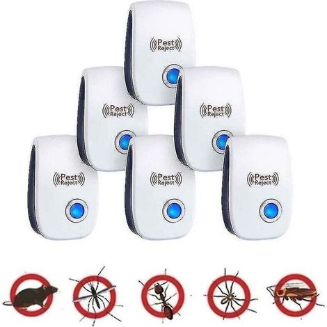 Set di 6 dispositivi repellenti a ultrasuoni per scarafaggi, topi, ragni, ratti e insetti -Crezuo