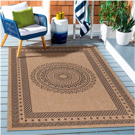 Tapis graphique plat aspect naturel Kenya Noir 140x200 (1/5)