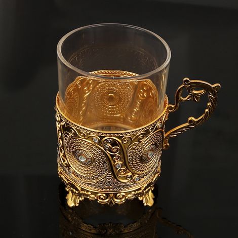 Verre à whisky/bière (doré), verre à liqueur, verre à vin en cristal (1/2)
