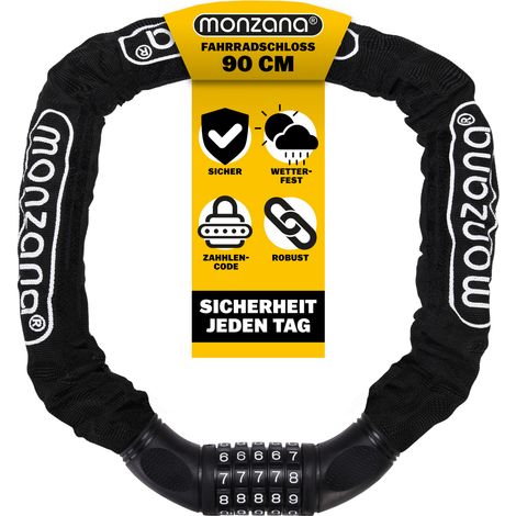 MONZANA® Bike Chain Lock Bicycle Cycle Strong 90/120cm 5 Digit Security Cable Combination 90cm (de)