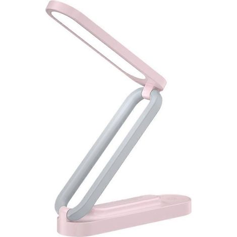 Wiederaufladbare, tragbare und faltbare LED-Schreibtischlampe mit 3 Helligkeitsstufen. Kleine Schreibtischlampe, ideal für Büro und Zuhause (rosa). (1/5)