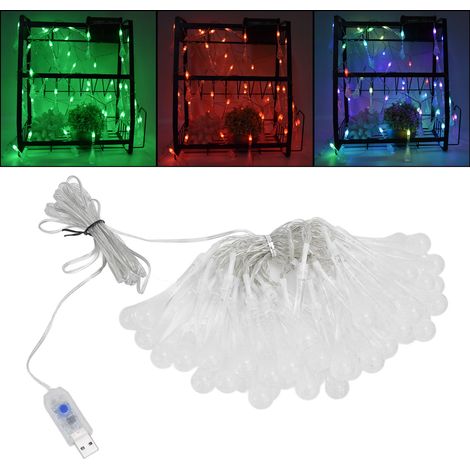 Guirlande lumineuse LED RGB 16 couleurs en forme de larme, 8 mètres de long, 50 LED, 8 modes dynamiques, alimentée par USB, étanche pour l'extérieur, éclairage décoratif créatif pour cour/pelouse de v (1/5)