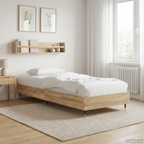 Cadre de lit 80 x 200 cm avec lattes en bois d’ingénierie chêne Sonoma - PANGIVO (1/5)