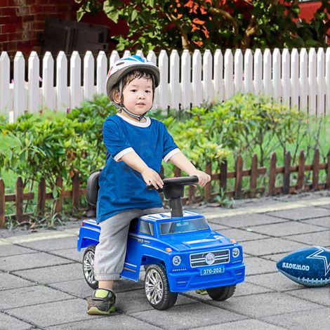 HOMCOM Baby-Elektroauto für 18–36 Monate, pedalbetriebenes Auto mit Scheinwerfern, Musik, Hupe, Staufach und hoher Rückenlehne, 68 x 30,5 x 41,5 cm, Blau (1/5)