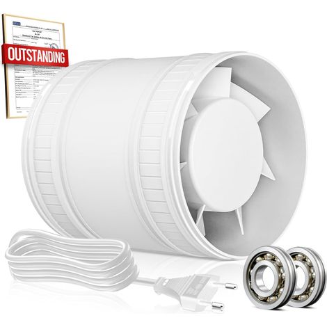 Extracteur d'air 100mm, Ventilateur de Conduit Compact avec Protection Contre la Surchauffe, 15W 130m³/h Aérateur Extracteur Silencieux, VMC Salle de Bain Cave Garage Tente (1/5)