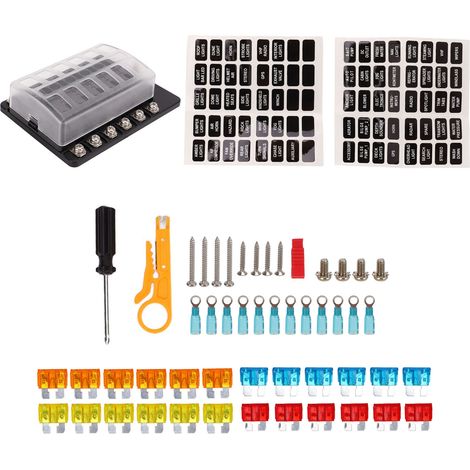 Boîte à fusibles à 12 voies avec indicateur LED et couvercle étanche pour voiture, bateau et camping-car (1/5)