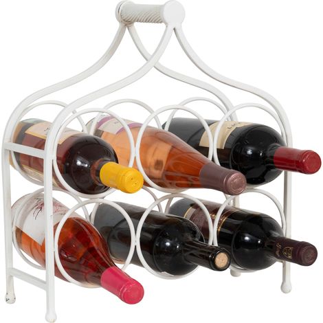 Wrought iron bottle holder antique white finish (1/5)