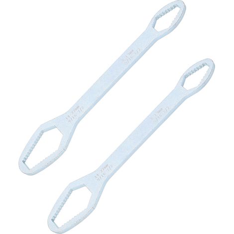 Kit de 2 clés multifonctionnelles autoserrantes à double extrémité de 8 à 22 mm pour réparation, plaquées argent. (1/5)