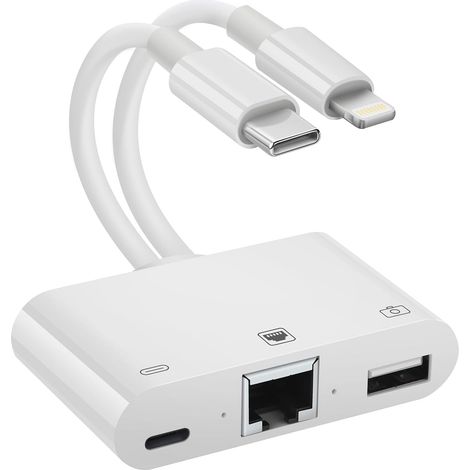 Adaptateur Caméra USB pour iPhone - 3 en 1, Compatible avec iPhone 13/12/11/X/XS/XR/8/7 et iPad (1/5)