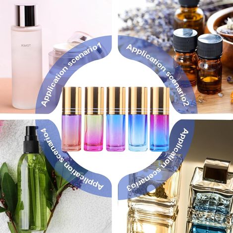 Huiles Essentielles Rouleaux Bouteilles : 25 Pièces 5 ml Couleur Roll on Bouteille Vide avec Entonnoir & Ouvre-bouteille & Paille Bouteilles à bille en Verre pour Huile Essentielle