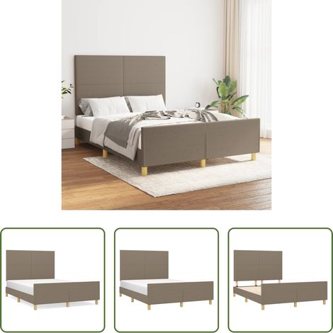 Kopfteil - Bettgestell ohne Matratze Taupe 140x190 cm Stoff (1/5)