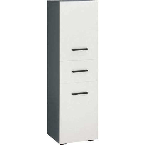 Malika-Armoire 2 portes 1 tiroir en blanc anthracite