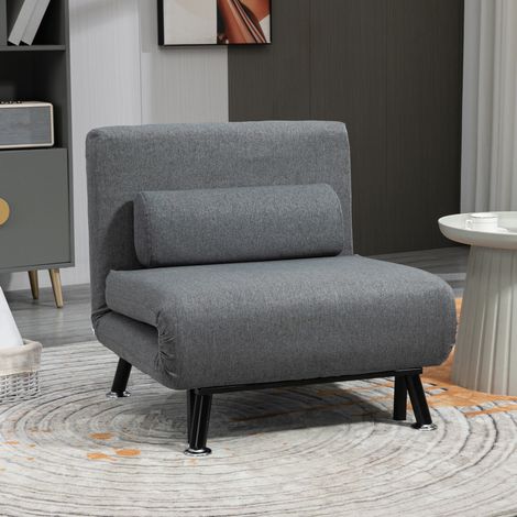 Schlafsessel mit Bettfunktion klappbar Dunkelgrau Stahl OKMYHOME (1/5)