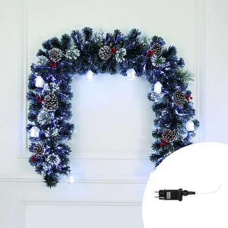 Ghirlanda natalizia decorata Led Festone innevato 200 cm 120 rami di colore verde e bianco Wisdom