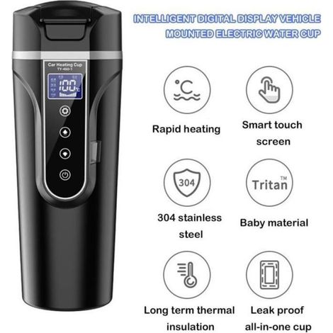 Bouilloire électrique 12V/24V pour voiture, acier inoxydable 304, écran LCD, portable (1/4)
