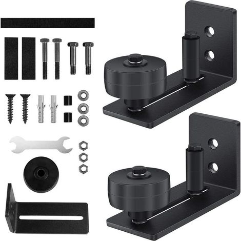Set mit 2 verstellbaren Rollenführungen für Schiebetüren aus Holz, Farbe: Schwarz. (1/5)