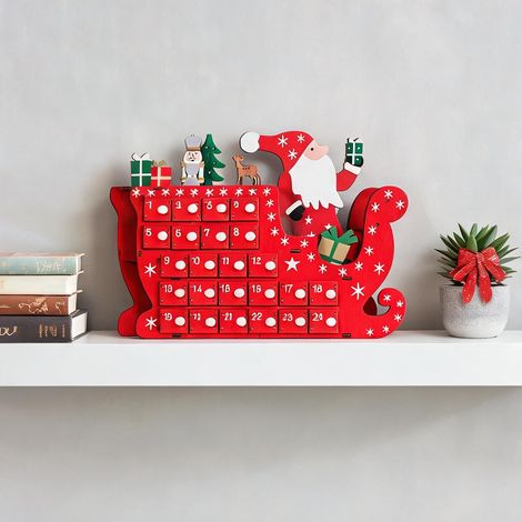 Décoration de Noël rouge en bois multicouche 22,5 x 8 x 36 cm (1/5)