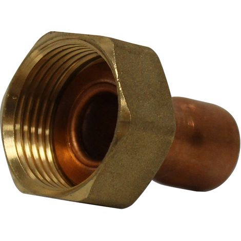 Raccord droit 2 pièces écrou prisonnier à joint plat - Femelle 3/4" (20/27) - Cuivre Ø14 - Arcanaute