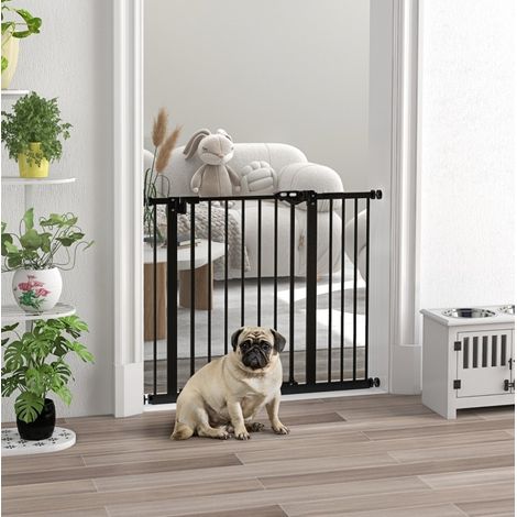 Cancelletto di sicurezza per cani regolabile 74-94 cm, metallo e plastica, nero HAVRYA (1/5)