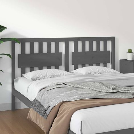 vidaXL Cabecero de cama madera maciza de pino gris 165,5x4x100 cm (1/5)