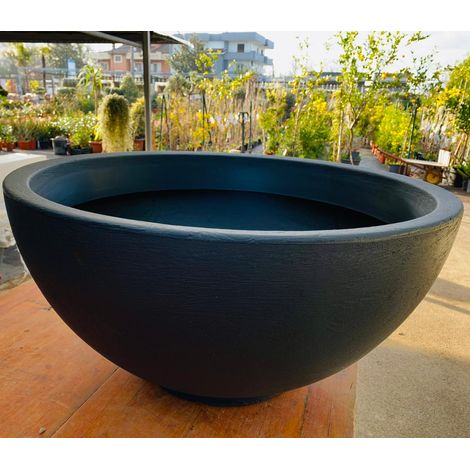 Vivaio Garden Forest – Cache-pot en résine 85 cm – Diamètre 85 cm – Hauteur 43 cm – Couleur anthracite – Pour intérieur et extérieur