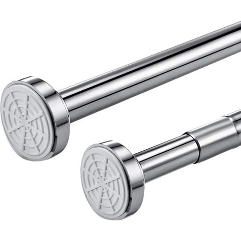 Tringle à rideau de douche de 80 cm, réglable de 85 cm à 140 cm sans perçage, tringle télescopique extensible pour douche et baignoire, tringle à rideau en acier inoxydable à fixation par pince, tring (1/5)