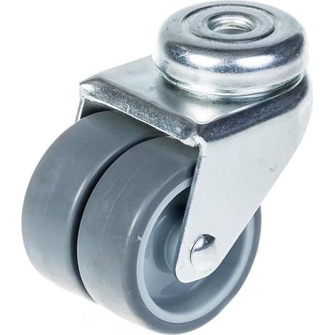 Roulette - Double - Caoutchouc gris - 50mm - Capacité 70kg