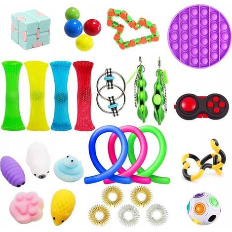 Lot de 30 jouets anti-stress multicolores : balles anti-stress, boules anti-stress, haricots, etc. (1/5)