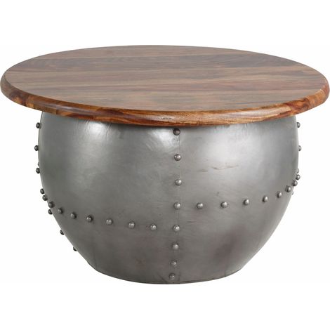 Swaran-Table basse 75 cm en Bois de Manguier Brun Métal (1/2)