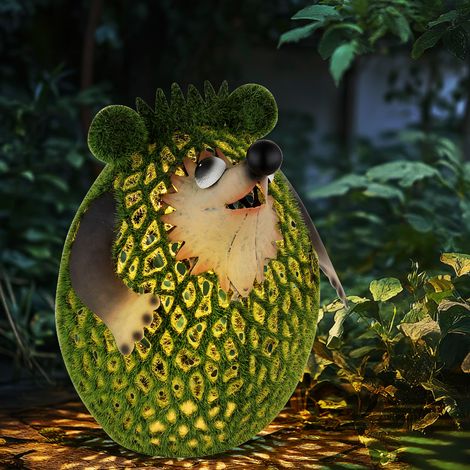 Solarleuchte Igel Gartenfigur Dekoleuchte Balkonleuchte Terrasse, IP44, Akku, braun grün, 1x LED, LxBxH 16x18,5x21 cm