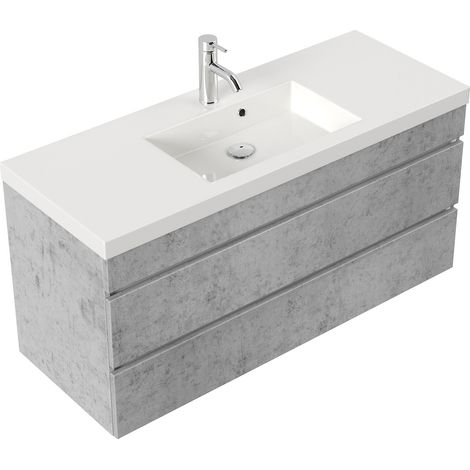Badmöbel GENEVA 120 SoftClose beton mit grifflosen Schubladen