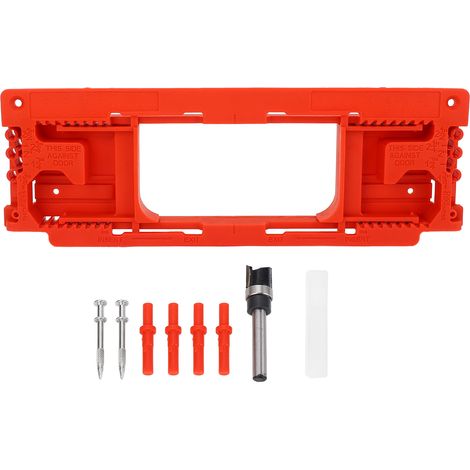 Localizzatore di apertura per serratura di porta a battente, modello per fresatrice in ABS rosso per spessori da 2 1/2 a 6 pollici, 1 3/8 1/2 pollici