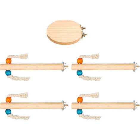 5-teiliges Papageienspielzeug-Set aus Holz mit Sitzstange für kleine bis mittelgroße Vögel