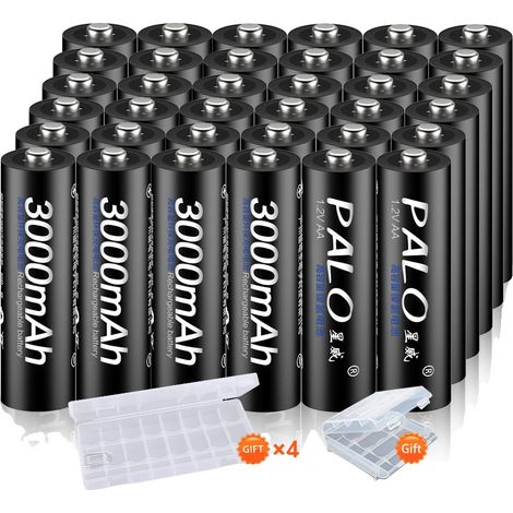 Batteries Rechargeables, Capacité 3000mAh, Type Ni-MH, 36pcs AA (1/2)