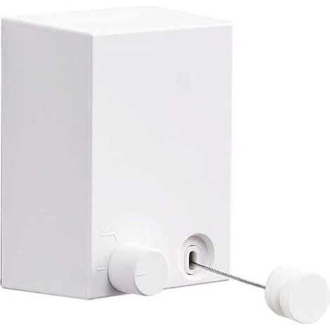 Support de séchage de blanchisserie fixé au Mur de Corde à Linge rétractable extérieure d'intérieur avec la Corde réglable de Corde en Acier de 4.2M / 13.8ft (Blanc) (1/5)