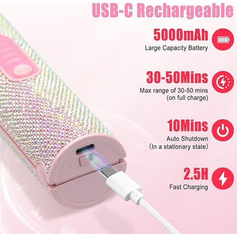 Wireless Hair Straightener, Titanium Hair Straightener, Rechargeable Mini Travel Cordless Hair Straightener, Temp Settings, Fast Max, Fits Most Hair, Pink (1/4)