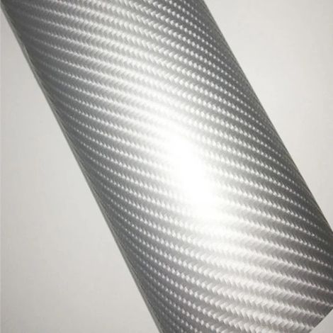 (Argent - 50 cm x 152 cm) Autocollant et stickers pour voiture en vinyle imitation fibre de carbone blanc 4D semi-brillant (1/4)