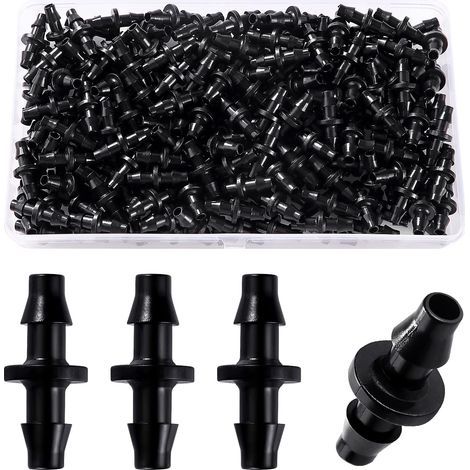 CCYKXA 200 Pieces 4/7mm Pipe Connectors, Irrigation Fittings, Barbed Pipe Connectors for Irrigation Systems, Lawn Irrigation Drip Irrigation Fittings