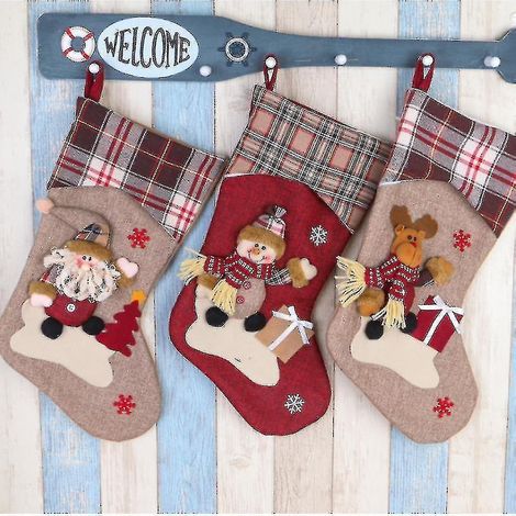 Lot de 3 sacs cadeaux de Noël à fond plat, décorations de Noël (1/5)