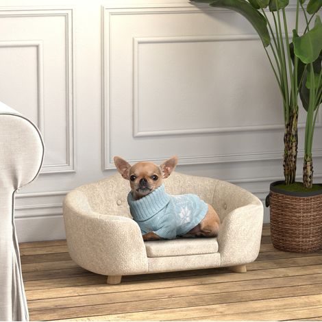 Lit pour chien 70x47 cm en bois crème HAVRYA (1/3)