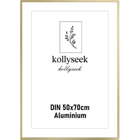 Bilderrahmen Aluminium 50x70 cm Gold Acrylglas Posterrahmen Passepartout (1/5)