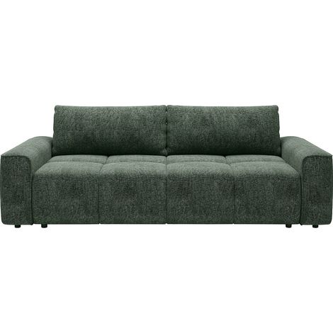 Canapé 4 places convertible en tissu texturé vert sapin MINTURNO (1/4)