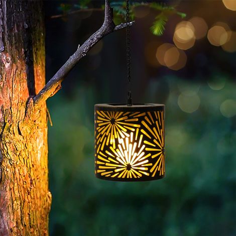 Lanterne solaire 3D rétro pour extérieur, cour ou jardin, lampe décorative suspendue (1/5)