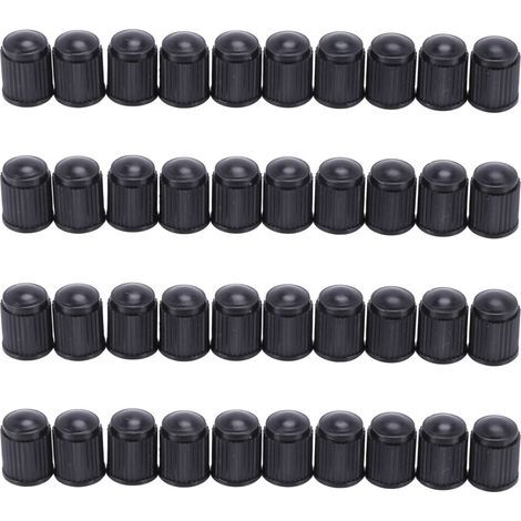 Convient pour 40 protège-valves en plastique, applicables aux chambres à air de vélos, motos, voitures, camions, etc., noir. (1/4)
