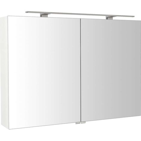 Sapho Riwa - Mobiletto a specchio con illuminazione LED, 101x70x17 cm, bianco lucido RIW100-0030 (1/4)